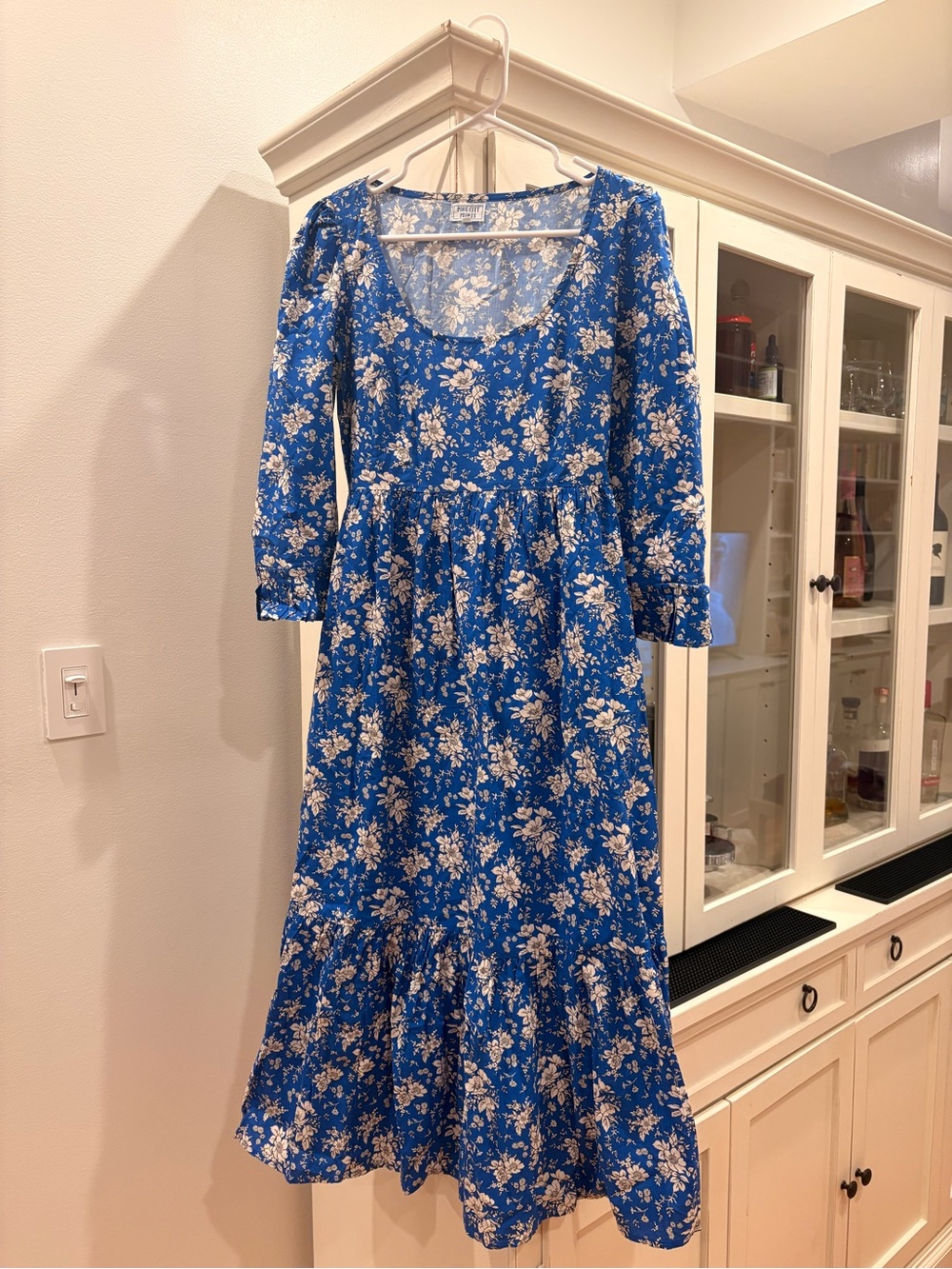 Pink City Prints Blue & White Floral Maxi Dress Size S